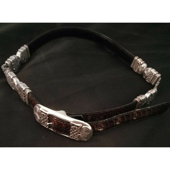 Vintage Brighton Celtic Viking Reversible Leather and Chain Mesh Belt M/32